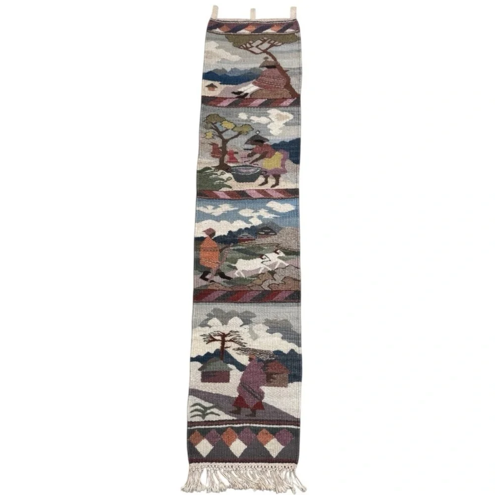 Tapestry Wall Hanging Mohair Wool Large African Lesotho Hand-Woven Figurative